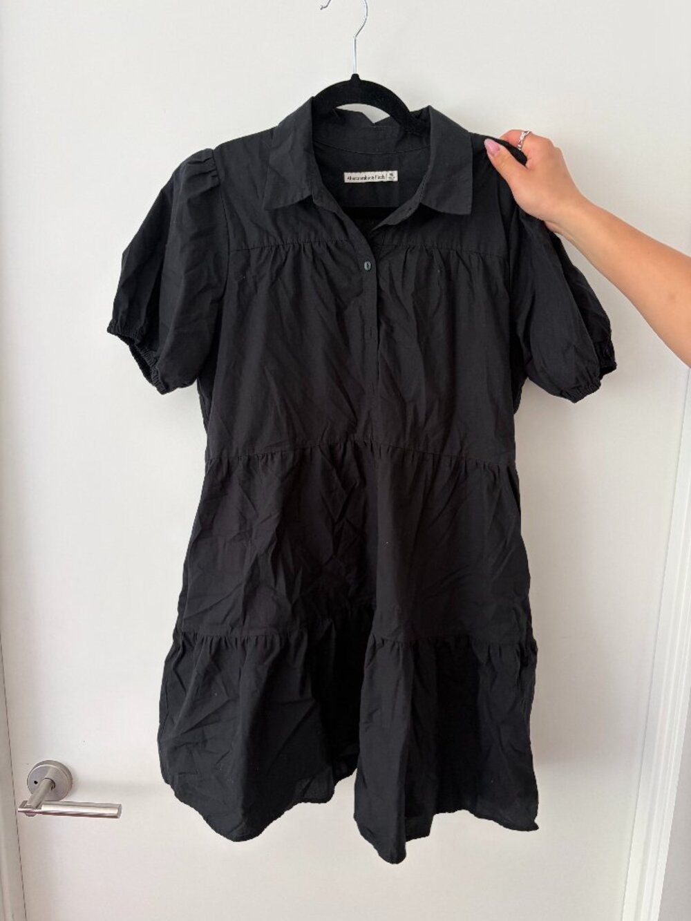 Abercrombie & Fitch Black Puff Short Sleeve Dress